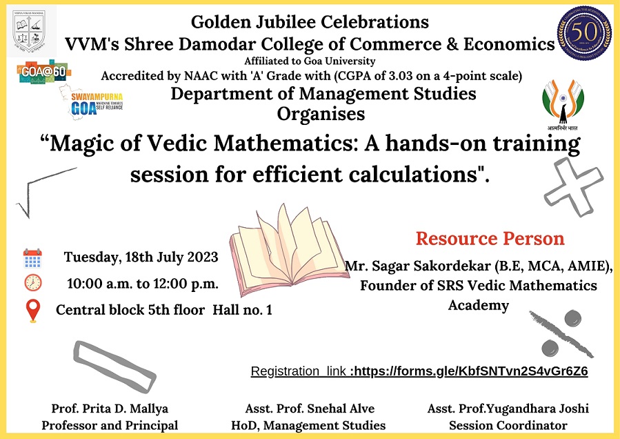 Damader Math โMagic of Vedic Mathematics: A hands-on training session for efficient ...
